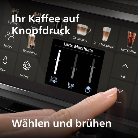 Philips-Serie 5500 Kaffeevollautomat EP5544/50– LatteGo Milchsystem,20 heiße und kalte Kaffeespezialitäten,40% leiser mit SilentBrew,Grau