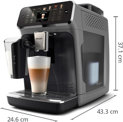 Serie 5500 Kaffeevollautomat EP5544/50– LatteGo Milchsystem,20 heiße und kalte Kaffeespezialitäten,40% leiser mit SilentBrew,Grau