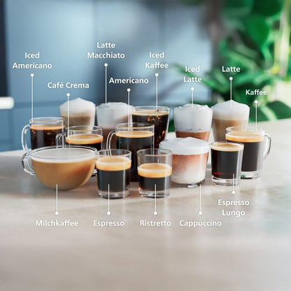 Serie 5500 Kaffeevollautomat EP5544/50– LatteGo Milchsystem,20 heiße und kalte Kaffeespezialitäten,40% leiser mit SilentBrew,Grau