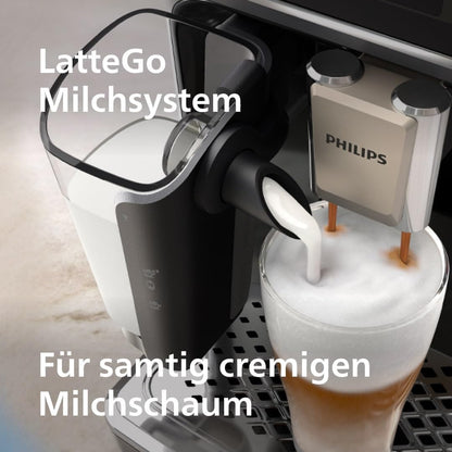 Serie 5500 Kaffeevollautomat EP5544/50– LatteGo Milchsystem,20 heiße und kalte Kaffeespezialitäten,40% leiser mit SilentBrew,Grau