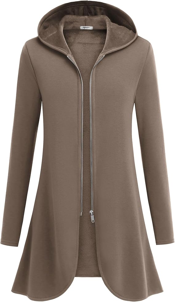 Women's Long Zip Up Hoodie Lightweight Oversized Tunic Sweatshirt Open Front Cardigan Jacket with Pockets